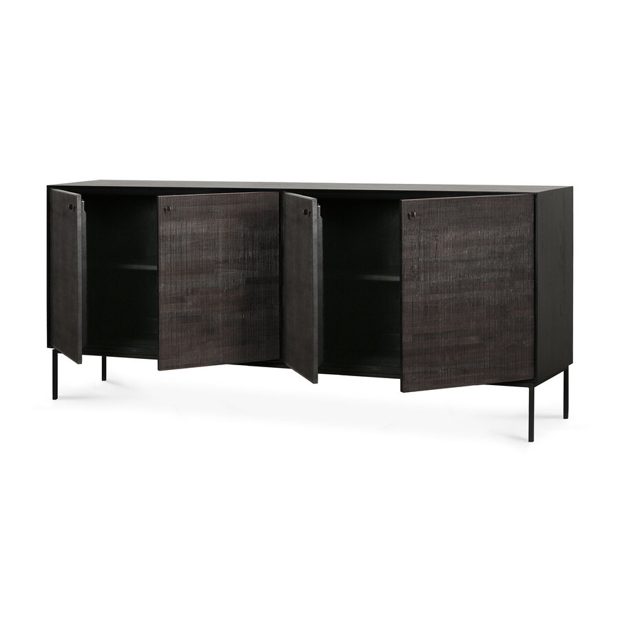GROOVES SIDEBOARD - VARNISHED TEAK - OFF BLACK - 80'' by Ethnicraft