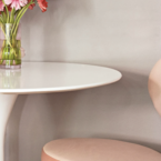 TRUMPET ROUND DINING TABLE WHITE AND ROUND  47"