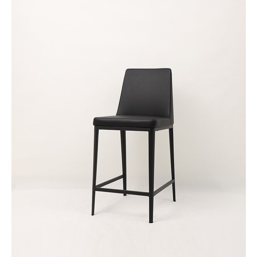 TABOURET COMPTOIR AVENUE EN CUIR SYNTHÉTIQUE NOIR - BASE B