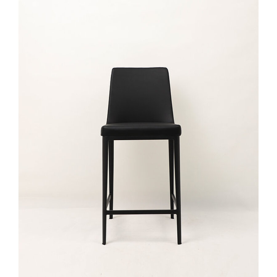 TABOURET COMPTOIR AVENUE EN CUIR SYNTHÉTIQUE NOIR - BASE B