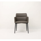 WILLIAMSBURG CHAIR WITH CHARCOAL SYNTHETIC LEATHER / BLACK METAL BASE