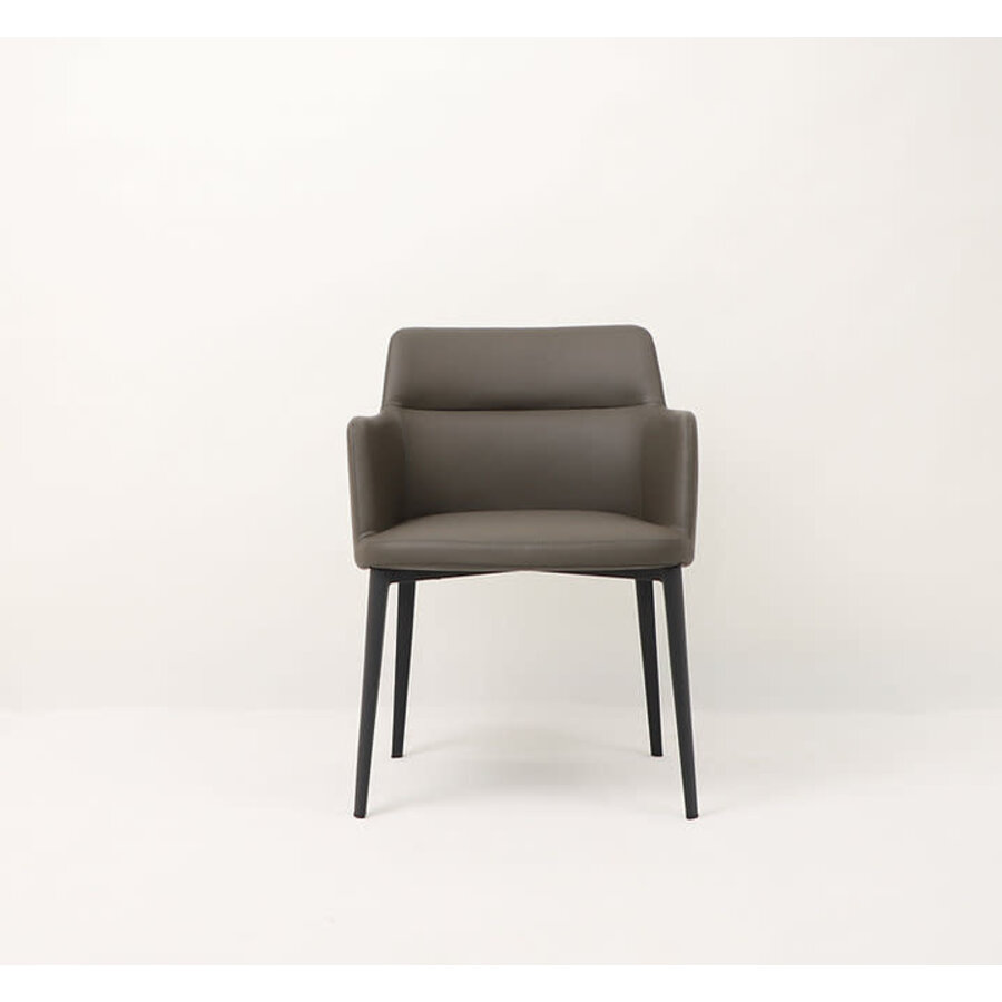 WILLIAMSBURG CHAIR WITH CHARCOAL SYNTHETIC LEATHER / BLACK METAL BASE