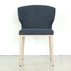 CABO CHAIR BLUE / METAL BASE WITH NATURAL WOOD IMPRINT