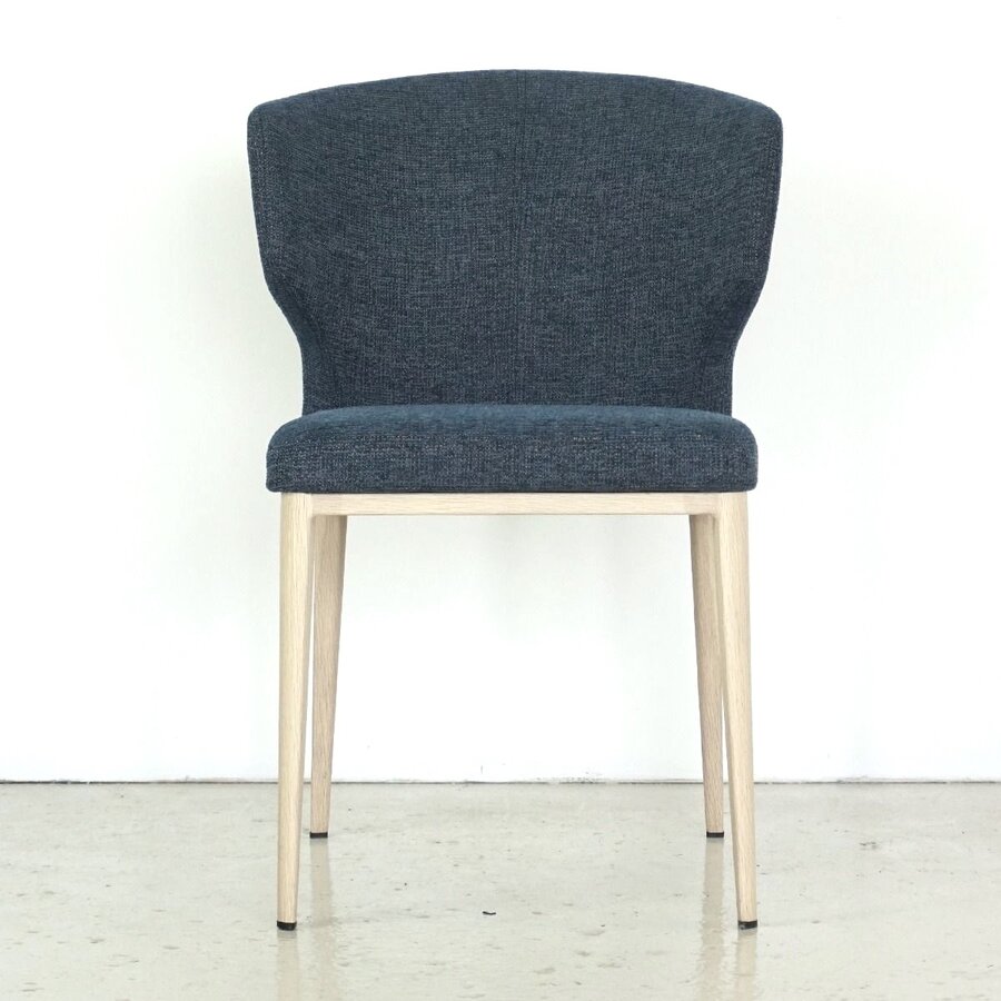 CABO CHAIR BLUE / METAL BASE WITH NATURAL WOOD IMPRINT