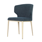 CABO CHAIR BLUE / METAL BASE WITH NATURAL WOOD IMPRINT