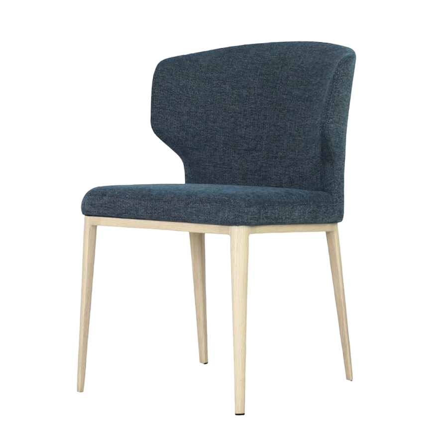 CABO CHAIR BLUE / METAL BASE WITH NATURAL WOOD IMPRINT