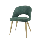CHAISE COCO TISSU VERT BELFAST ET BASE MÉTAL IMPRESSION BOIS NATUREL