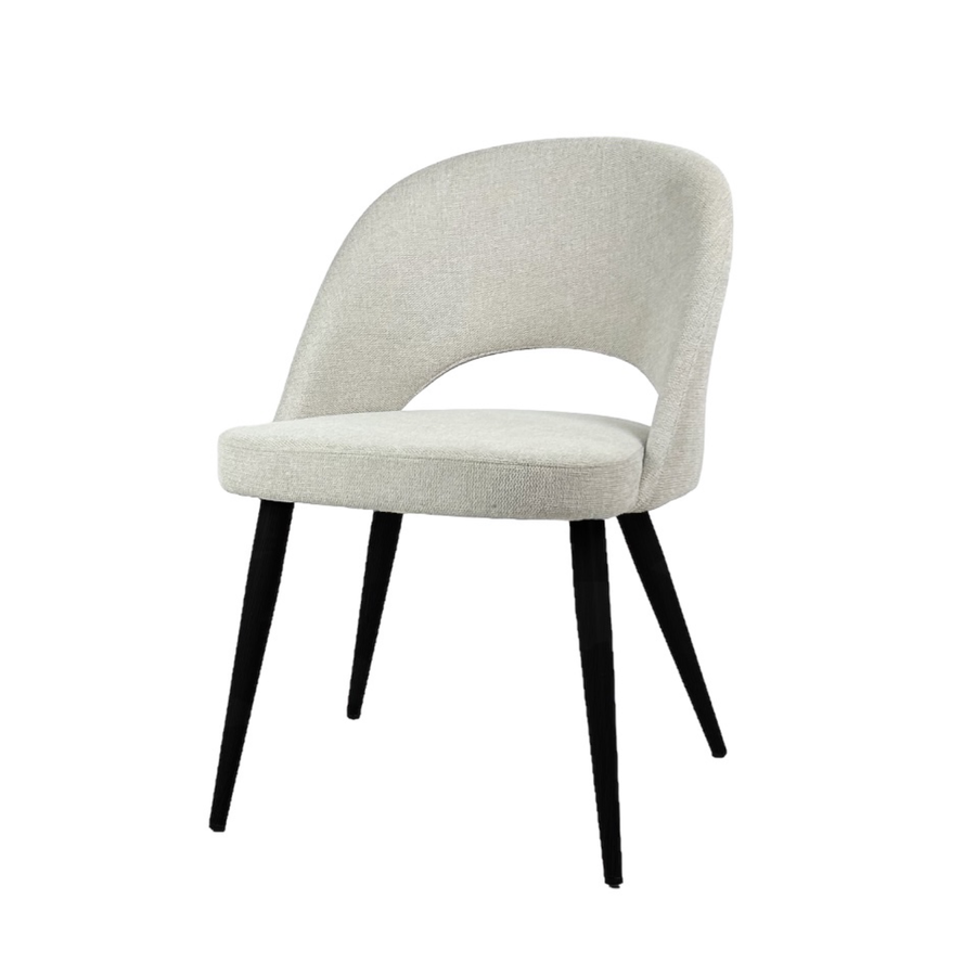 CHAISE COCO - TISSU BEIGE BELFAST - BASE MÉTAL NOIR