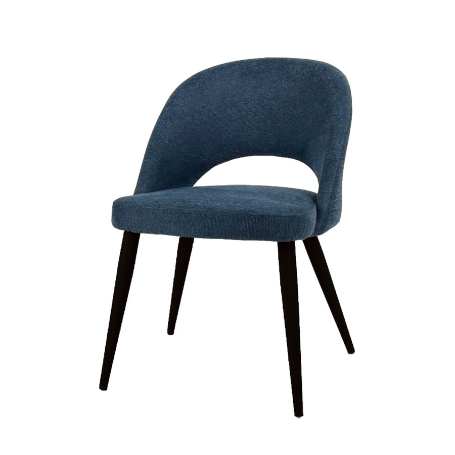 COCO CHAIR FABRIC BLUE BELFAST - BLACK METAL