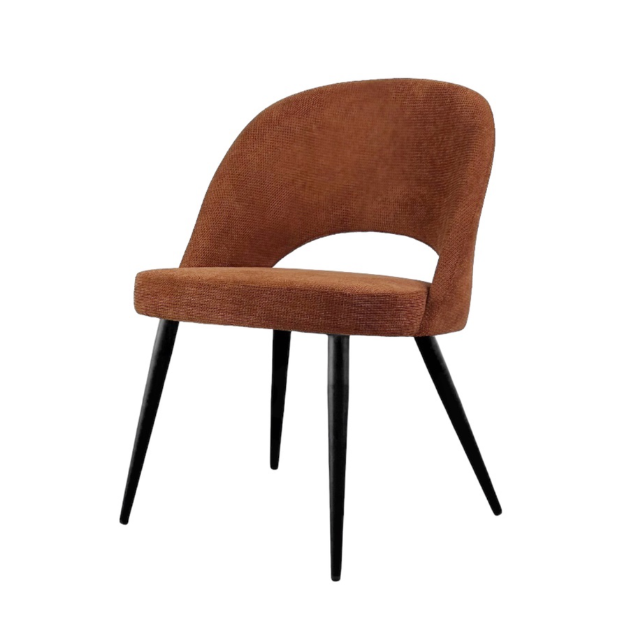 COCO CHAIR FABRIC TERRACOTTA BELFAST - BLACK METAL
