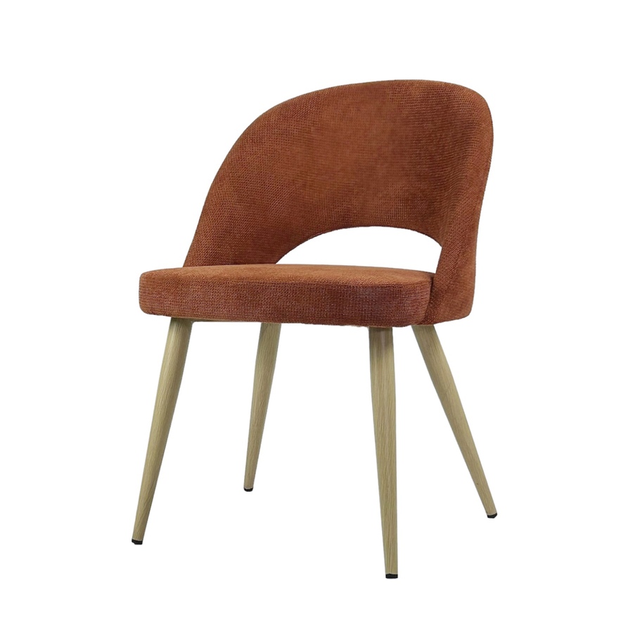 CHAISE COCO - TISSU TERRACOTTA BELFAST - BASE MÉTAL IMPRIMÉ NATUREL