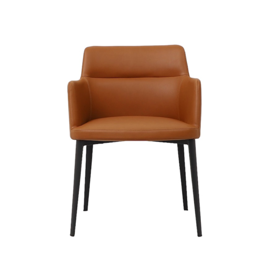 CHAISE WILLIAMSBURG CUIR SYNTHÉTIQUE TAN / BASE EN MÉTAL NOIR