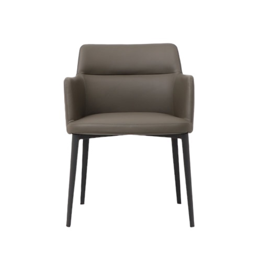 WILLIAMSBURG CHAIR WITH CHARCOAL SYNTHETIC LEATHER / BLACK METAL BASE