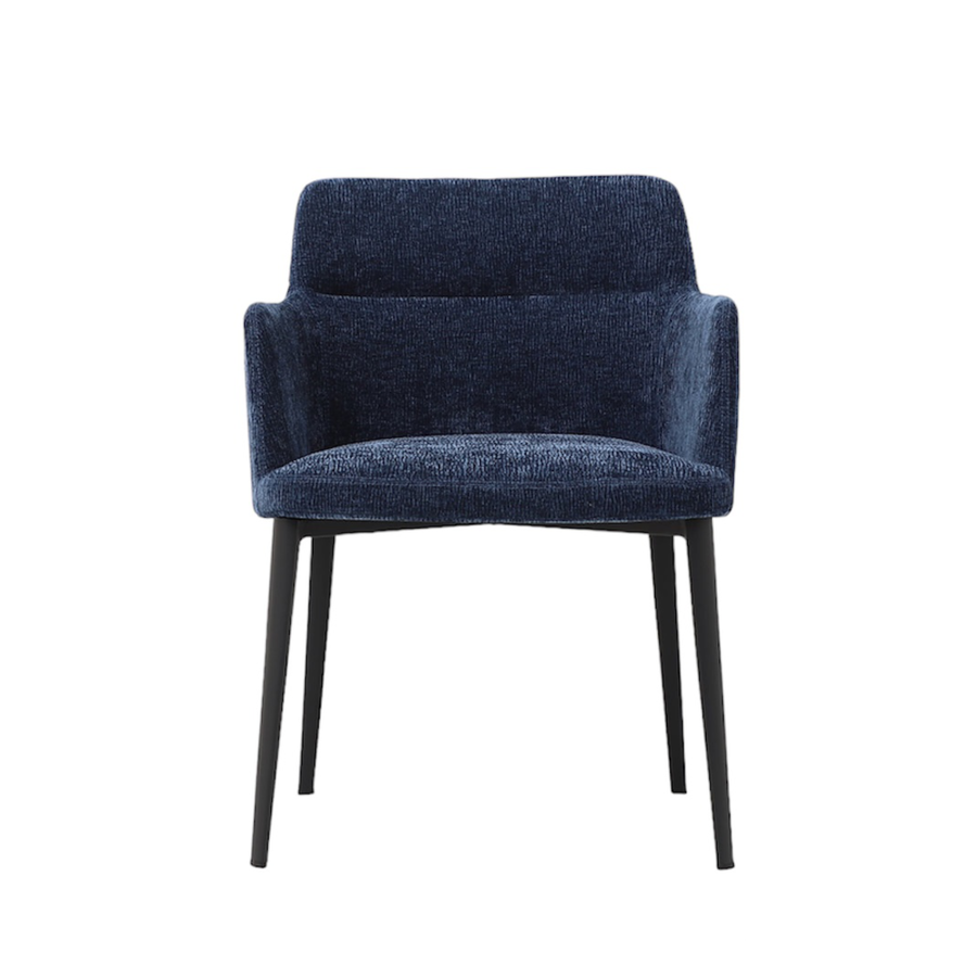 CHAISE WILLIAMSBURG TISSU NAVY BLUE / BASE EN MÉTAL NOIR