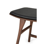 OSSO TABLE STOOL - VARNISHED BROWN TEAK - BLACK LEATHER by Ethnicraft