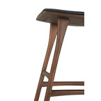 OSSO COUNTER STOOL - VARNISHED BROWN TEAK - BLACK LEATHER by Ethnicraft