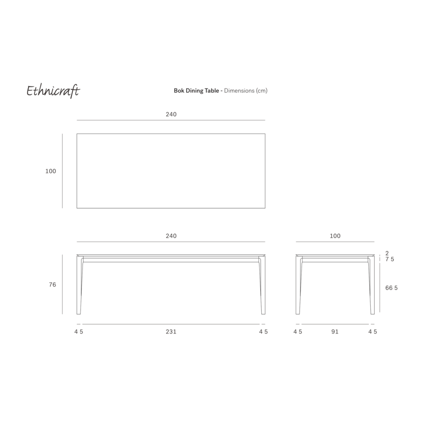 BOK DINING TABLE - RECTANGULAR  94.5'' x 39.5'' by Ethnicraft