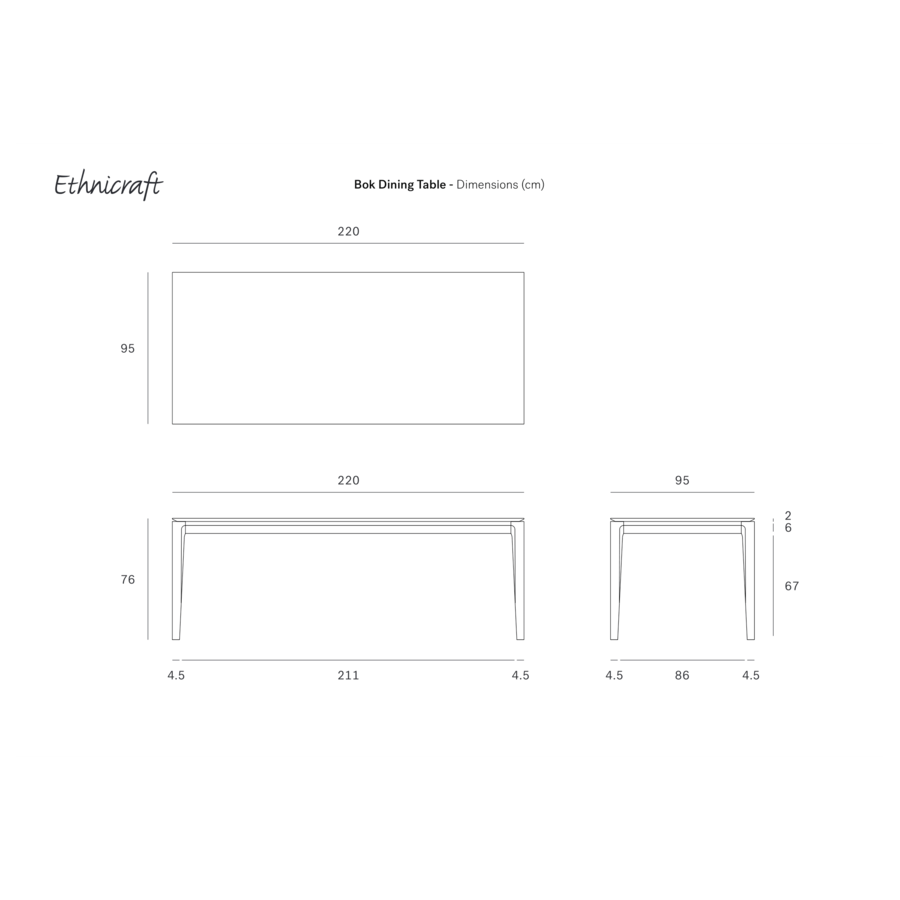 TABLE À DÎNER BOK - RECTANGLE 86.5'' x 37.5'' par Ethnicraft