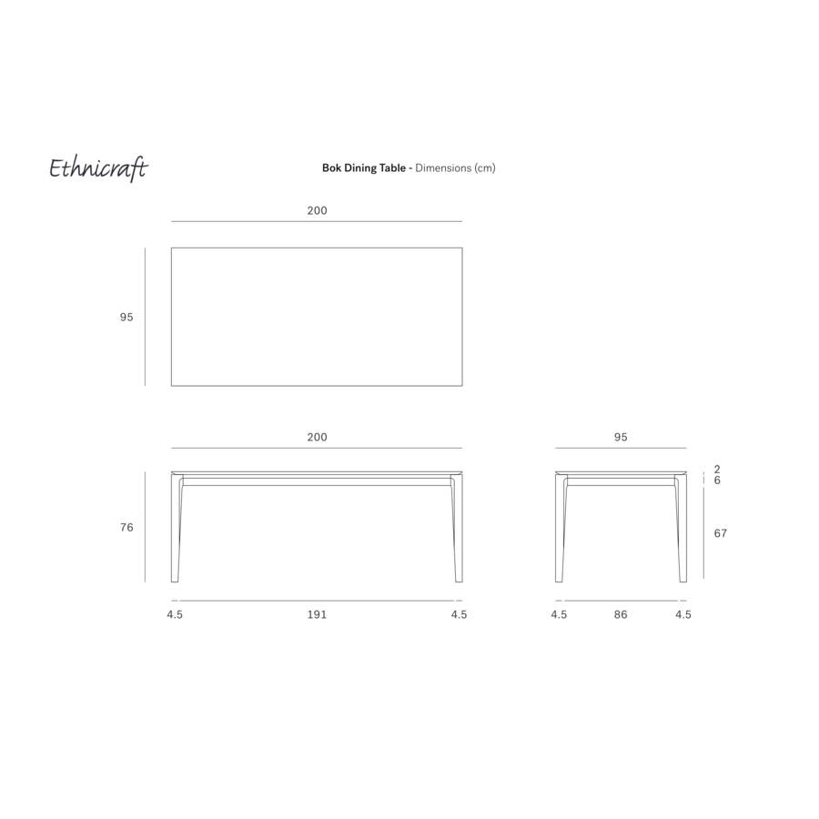 TABLE À DÎNER BOK - RECTANGLE 78.5'' x 37.5'' par Ethnicraft