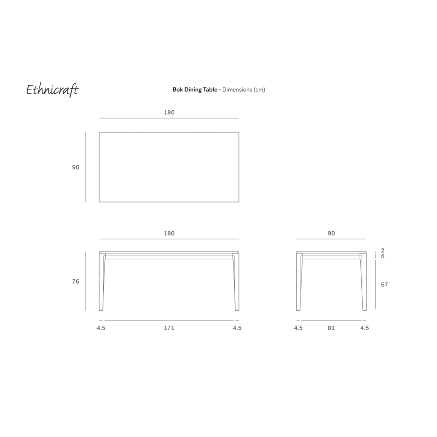 TABLE À DÎNER BOK - RECTANGLE 71'' x 35.5'' par Ethnicraft