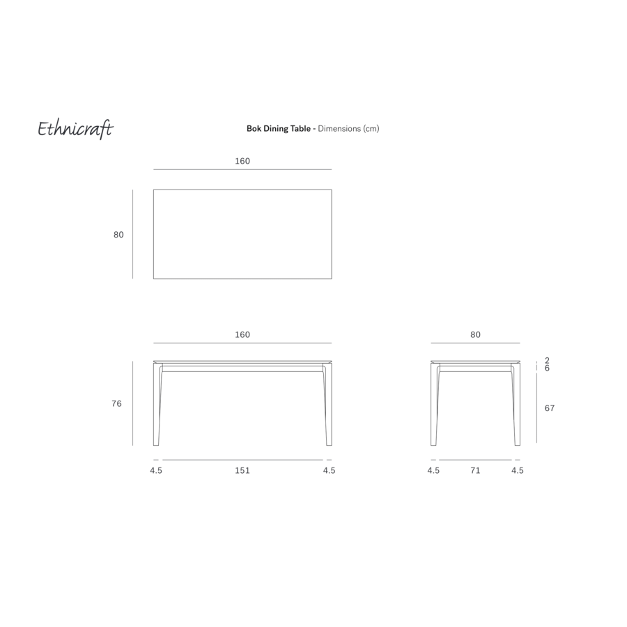 BOK DINING TABLE - RECTANGULAR E 63'' x 31.5'' by Ethnicraft