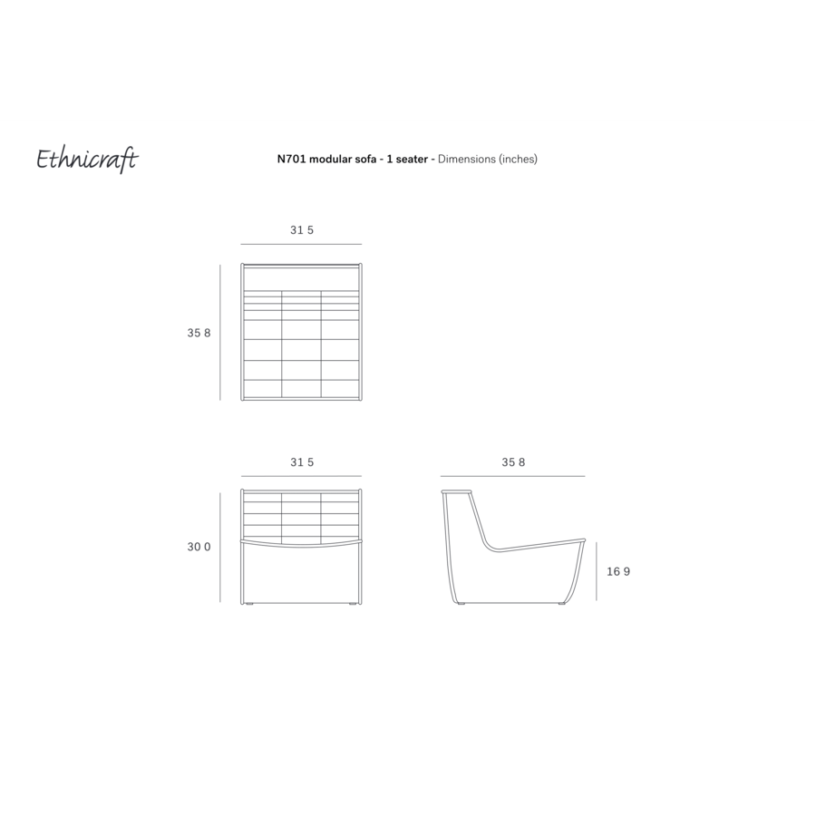 Canapé N701 en cuir Old Saddle - 1 place par Ethnicraft