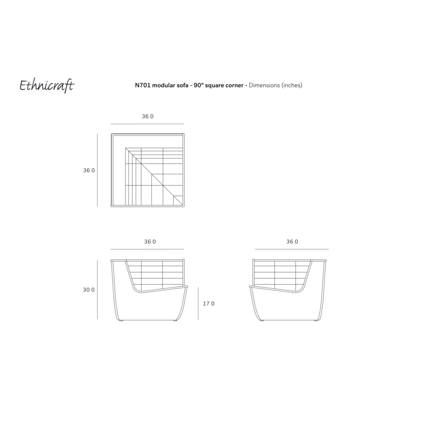 Canapé N701 - module de coin par Ethnicraft