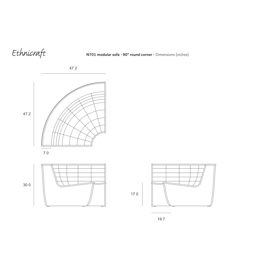 Canapé N701 - module d'angle par Ethnicraft