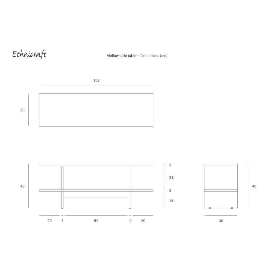 TABLE D'APPOINT KABUKI - TECK VERNI - BRUN par Ethnicraft