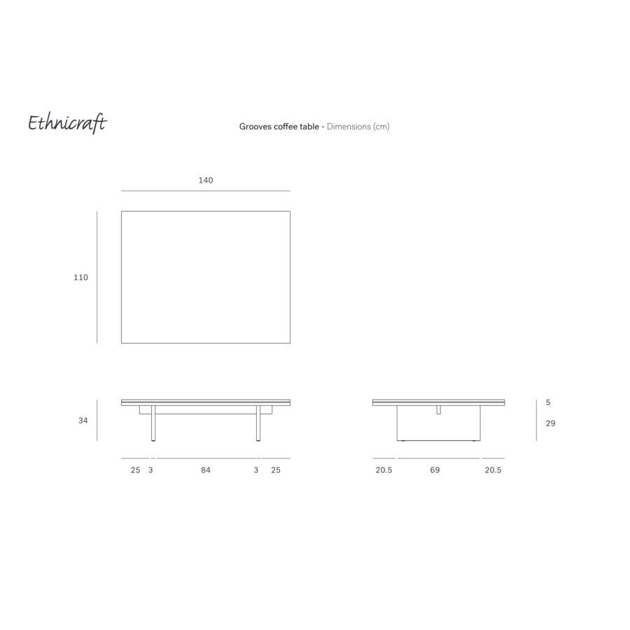 TABLE À CAFÉ GROOVES par Ethnicraft