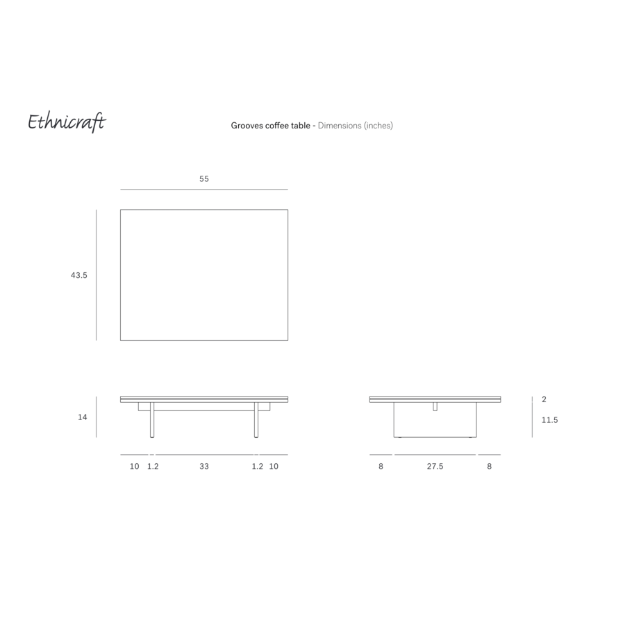 TABLE À CAFÉ GROOVES par Ethnicraft