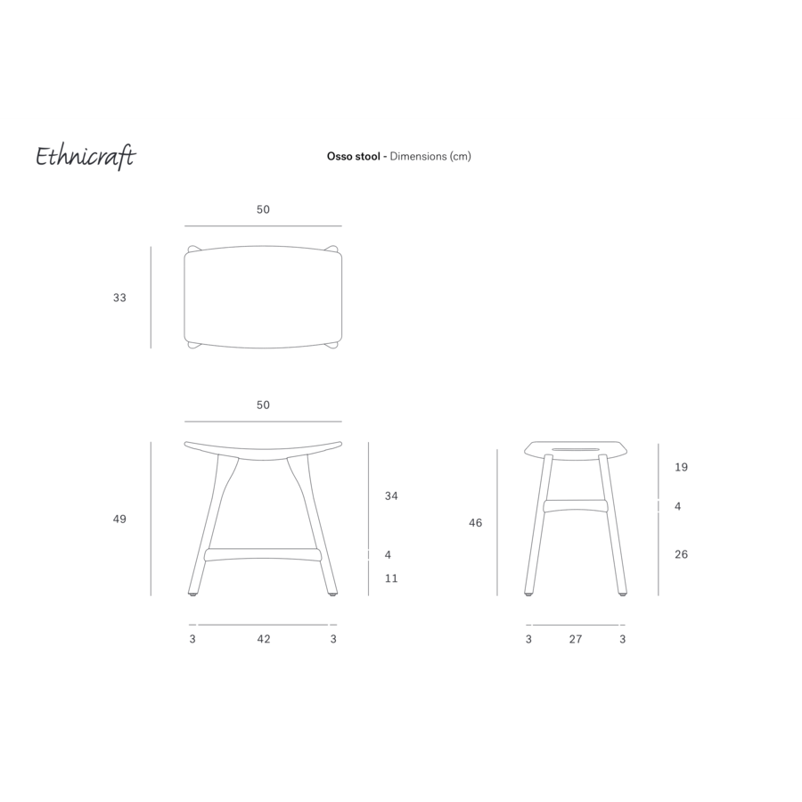TABOURET DE TABLE OSSO - TECK VERNI - BRUN par Ethnicraft