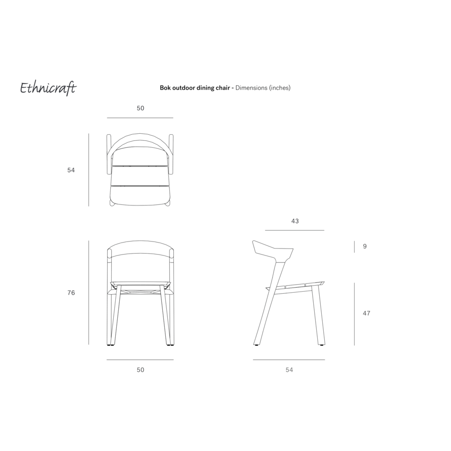 BOK OUTDOOR DINING CHAIR - TEAK by Ethnicraft