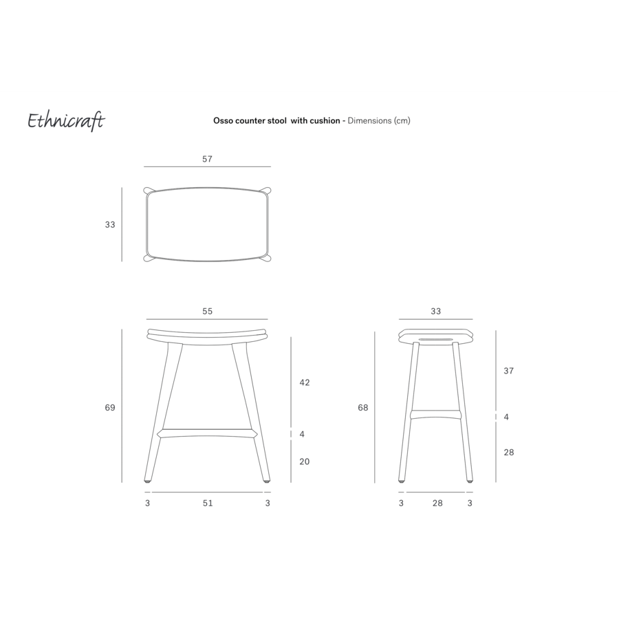 TABOURET COMPTOIR OSSO - CHÊNE VERNI - NOIR par Ethnicraft