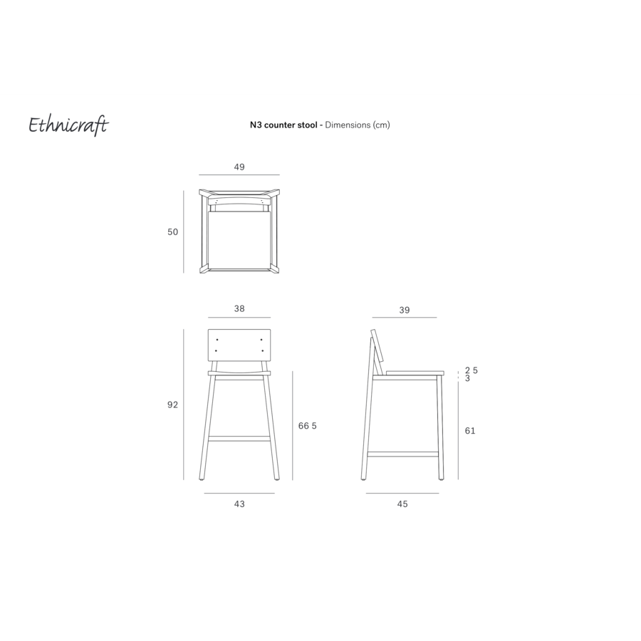 TABOURET COMPTOIR N3 - CHÊNE par Ethnicraft