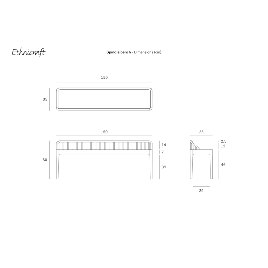 BANC SPINDLE 59'' - CHÊNE par Ethnicraft