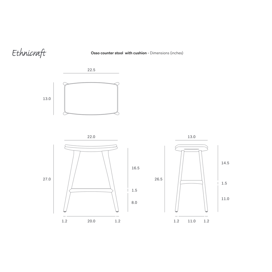 OSSO COUNTER STOOL - VARNISHED OAK - COGNAC LEATHER by Ethnicraft