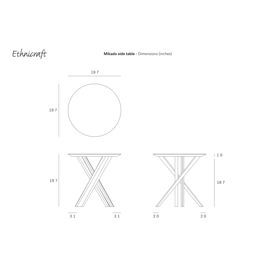 TABLE D'APPOINT MIKADO - CHÊNE - RONDE par Ethnicraft