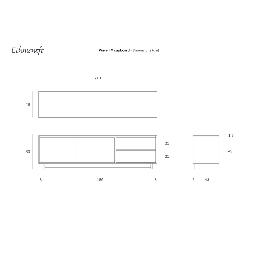 MEUBLE TV WAVE  83'' par Ethnicraft