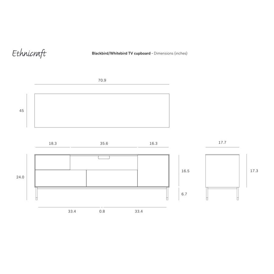 MEUBLE TV WHITEBIRD 71'' par Ethnicraft