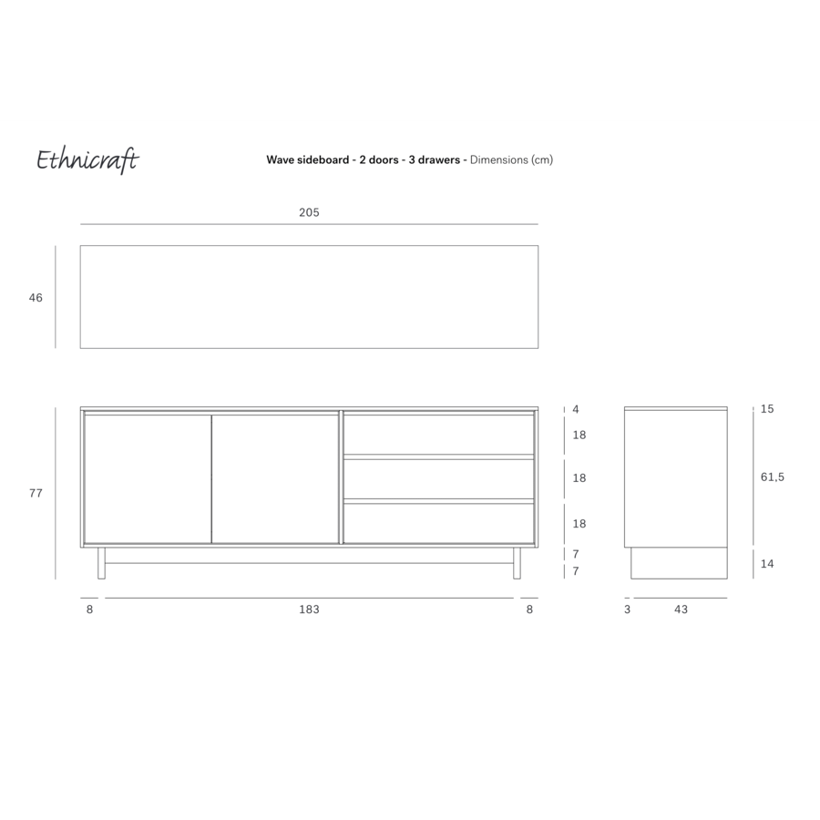 WAVE SIDEBOARD 80'' by Ethnicraft