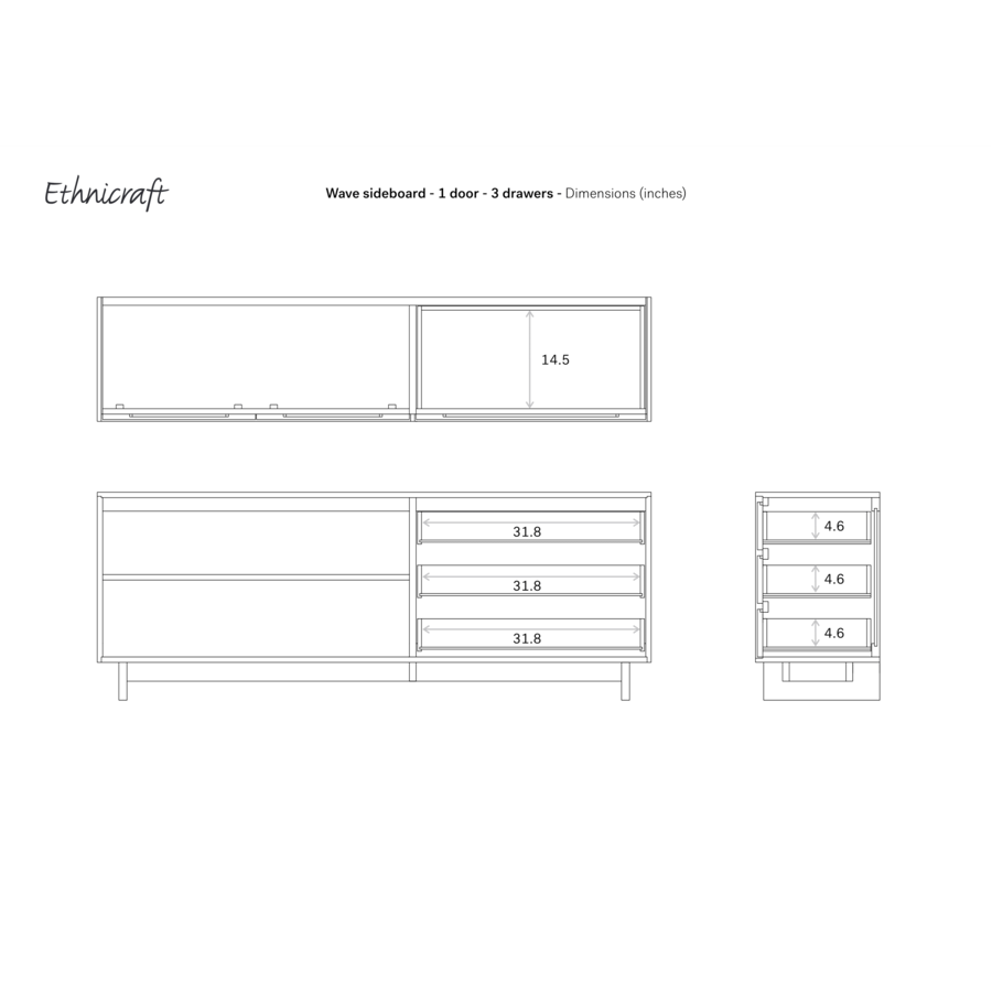 BUFFET WAVE 80'' par Ethnicraft