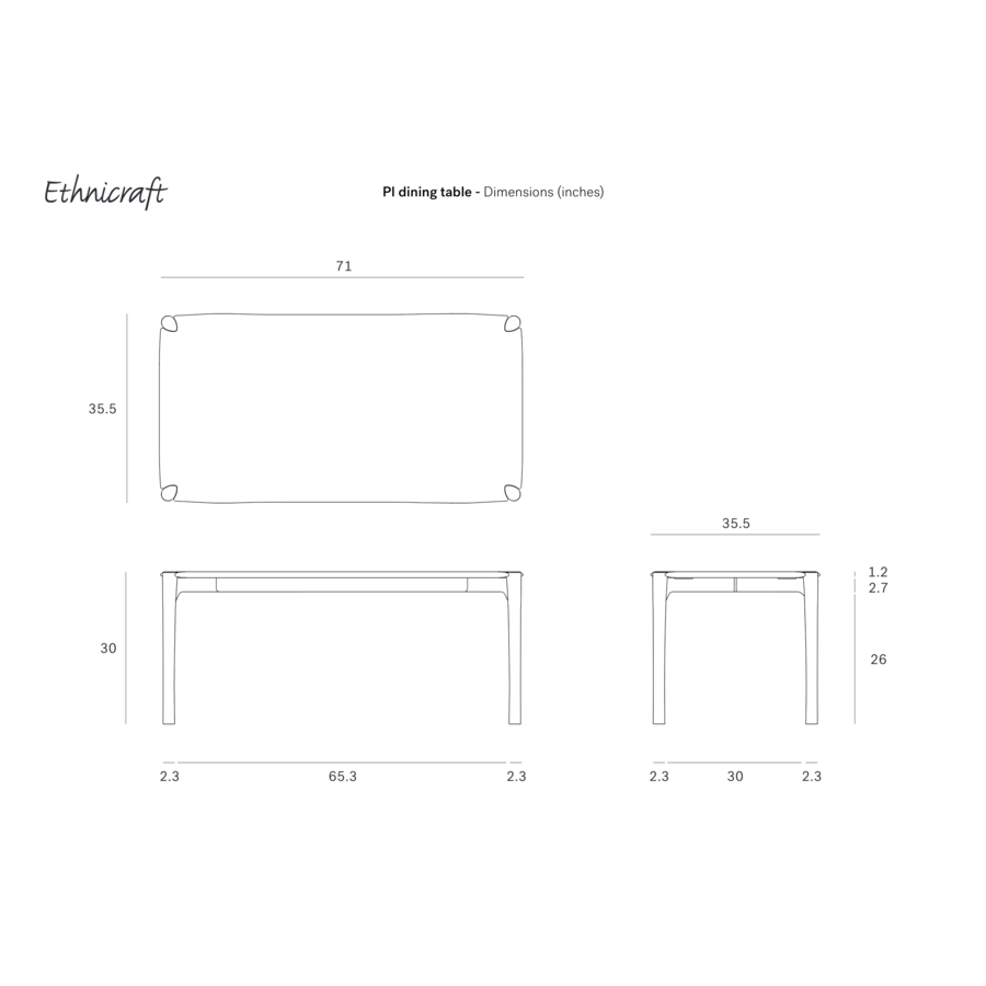 PI DINING TABLE - RECTANGULAR - 71'' by Ethnicraft