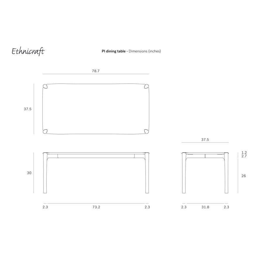 TABLE À DÎNER PI - RECTANGULAIRE 79'' par Ethnicraft