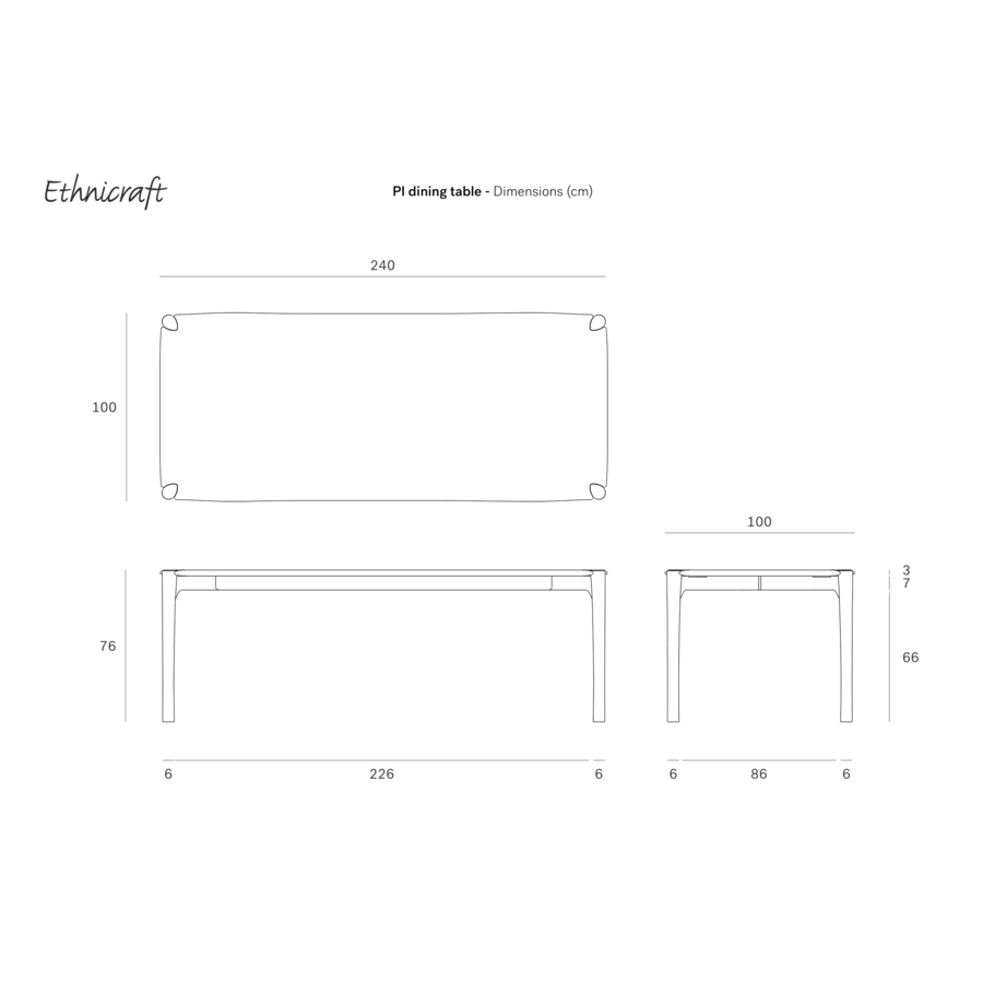 TABLE À DÎNER PI - RECTANGULAIRE - 94.5'' par Ethnicraft