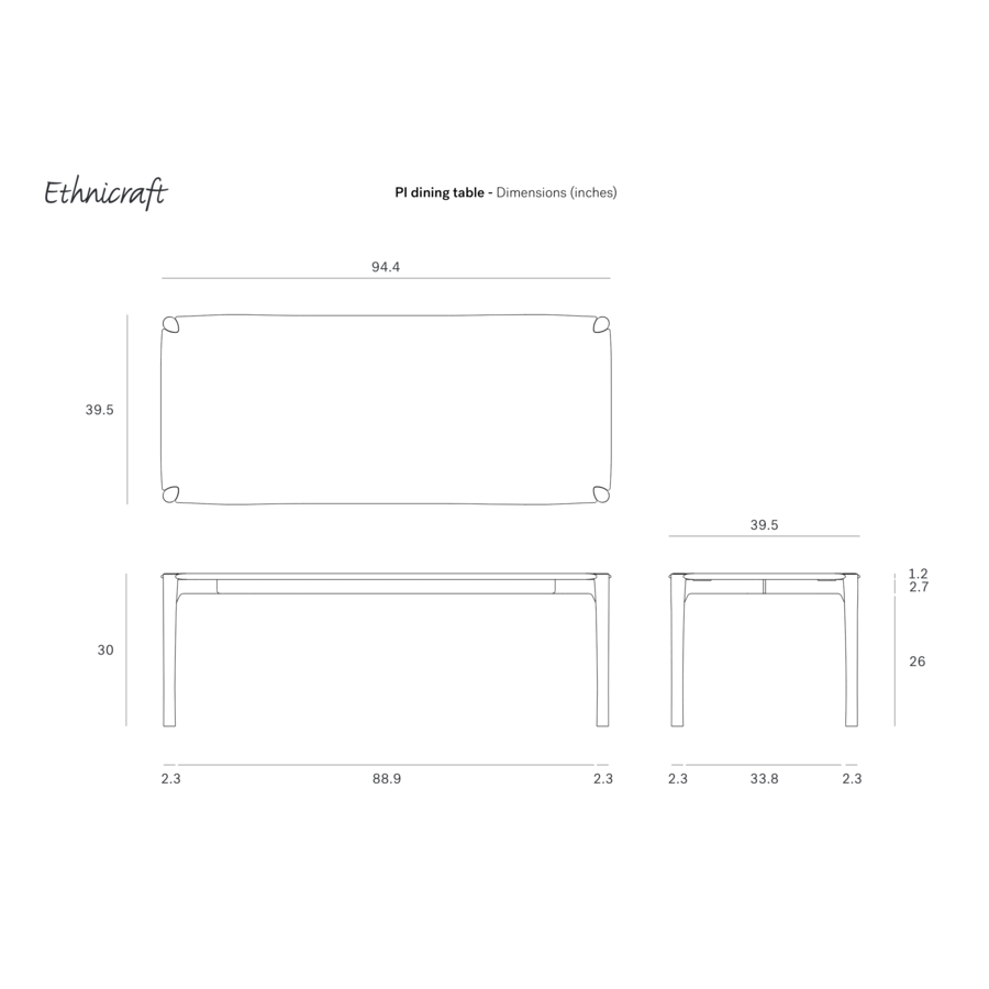 TABLE À DÎNER PI - RECTANGULAIRE - 94.5'' par Ethnicraft