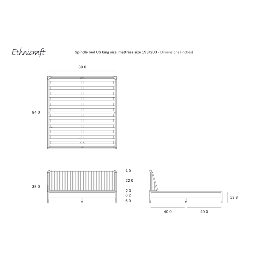 SPINDLE BED - KING by Ethnicraft