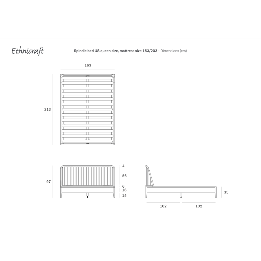 SPINDLE BED - QUEEN by Ethnicraft