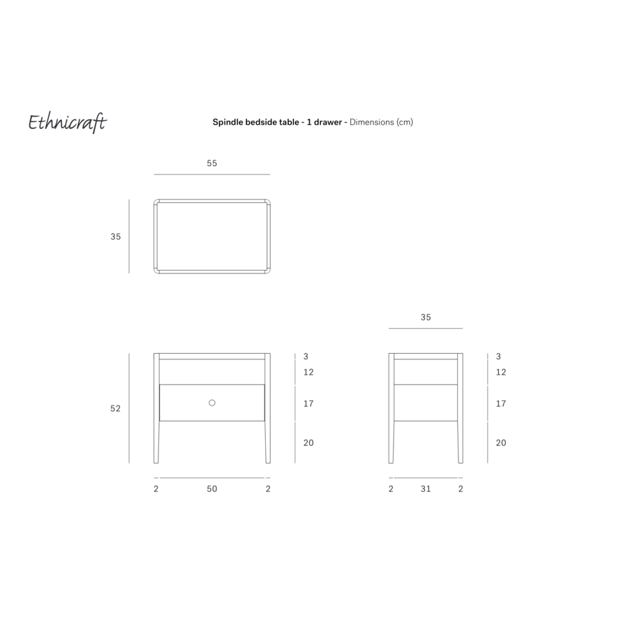 SPINDLE BEDSIDE TABLE by Ethnicraft