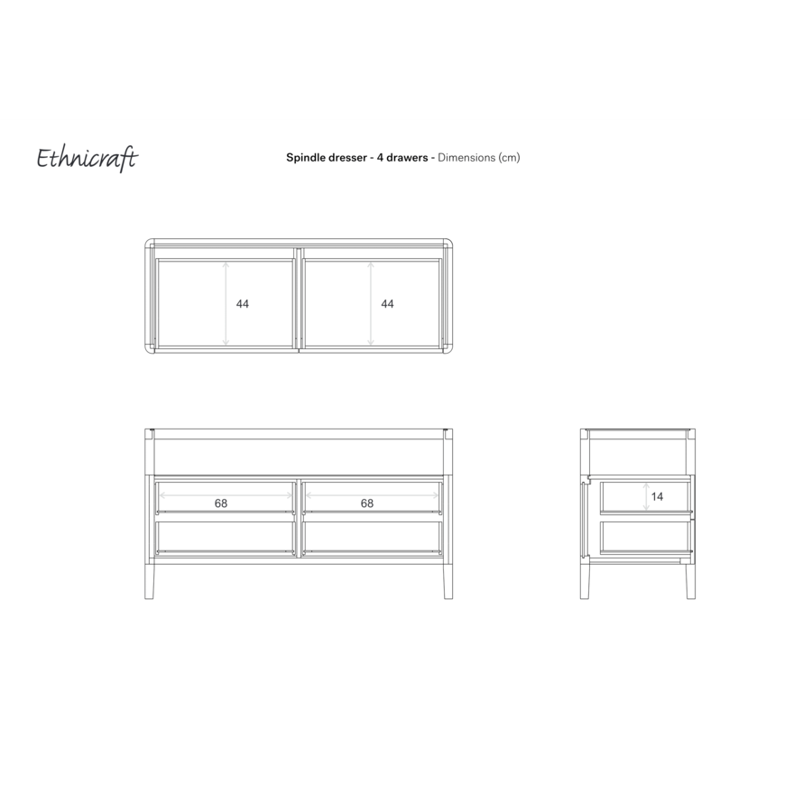 COMMODE SPINDLE - 4 TIROIRS par Ethnicraft
